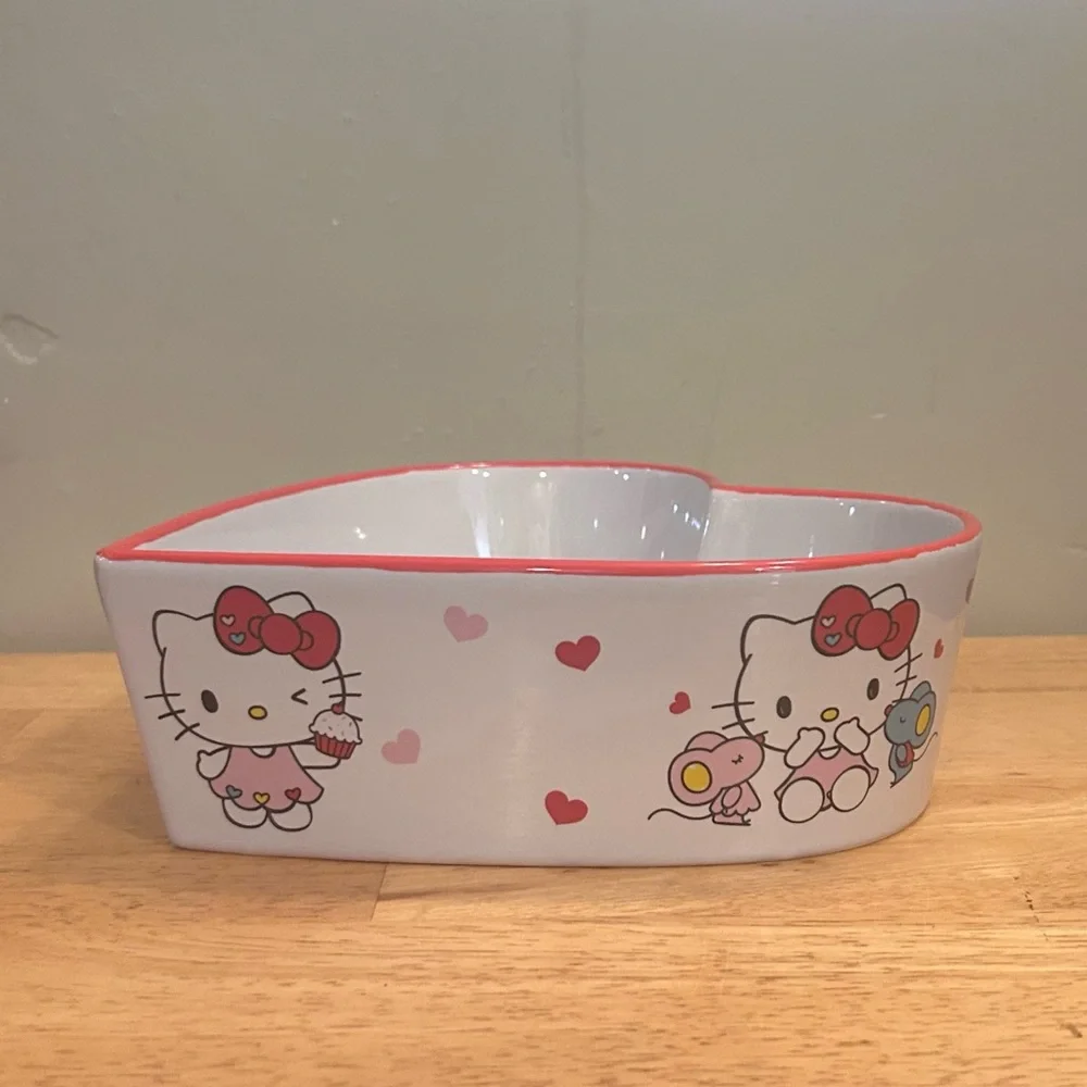 HELLO KITTY Ceramic Heart Baking Dish & Ceramic Heart Ramekin Set Made By Sanrio